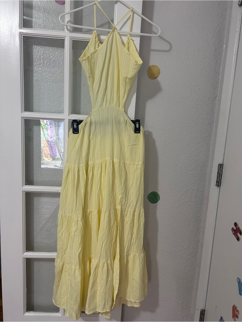 Yellow Tiered Maxi Dress with Spaghetti Straps